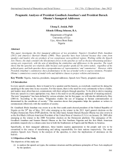 Pragmatic Analyses of President Goodluck Jonathan`s and