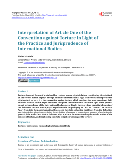 Interpretation of Article One of the Convention against Torture in