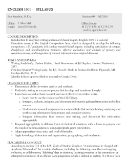 English 1001 Syllabus [049 - Ben Z]