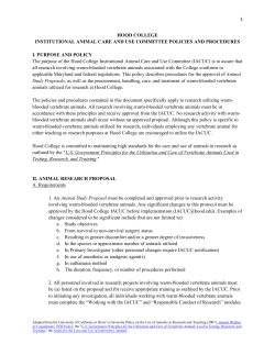 1 HOOD COLLEGE INSTITUTIONAL ANIMAL CARE AND USE