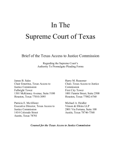 In The Supreme Court of Texas - Texas Access to Justice Commission
