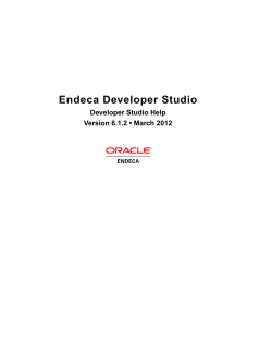 Endeca Developer Studio: Developer Studio Help