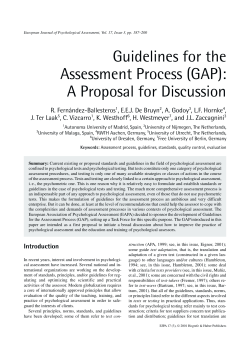 Guidelines for the Assessment Process (GAP): A Proposal for