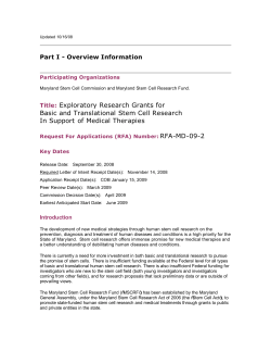 Title: Exploratory Research Grants for Basic and Translational Stem