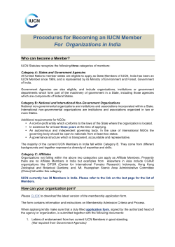 Procedures for Becoming an IUCN Member For Organizations in India