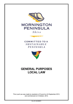general purposes local law - Mornington Peninsula Shire