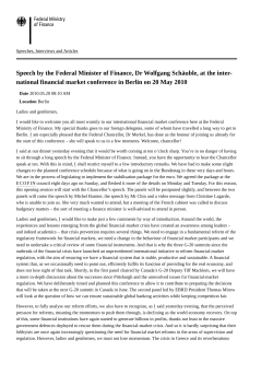 Federal Ministry of Finance - Speech by the Federal Minister of