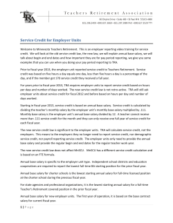 Service Credit for Employer Units