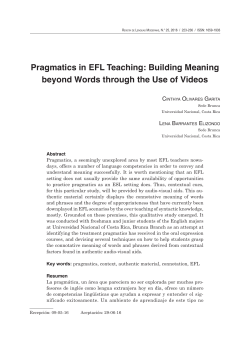 Pragmatics in EFL Teaching: Building Meaning beyond Words