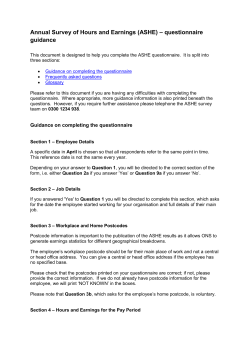 Guidance for completing the ASHE questionnaire