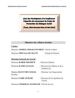 Minist&egrave;re des Affaires Sociales LLLiiisssttteee dddeeesss