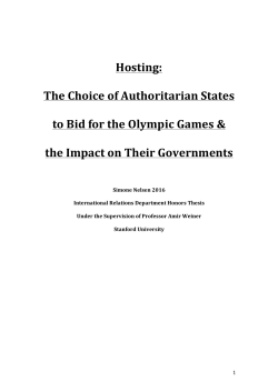 Hosting: The Choice of Authoritarian States to Bid for the Olympic