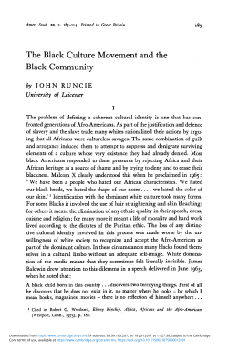 The Black Culture Movement and the Black Community