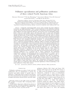 Pollinator specialization and pollination syndromes of three related