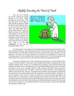 Rightly Dividing the Word of Truth Rightly Dividing the Word of Truth