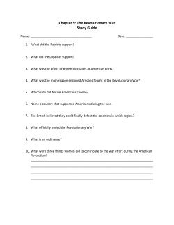 Chapter 9: The Revolutionary War Study Guide
