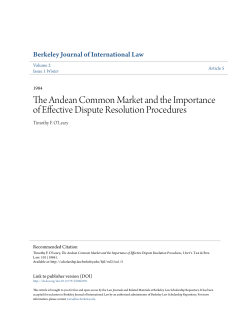 The Andean Common Market and the Importance of Effective