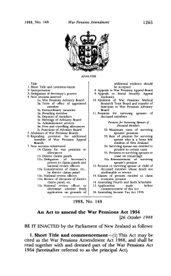 1988 No 148 War Pensions Amendment