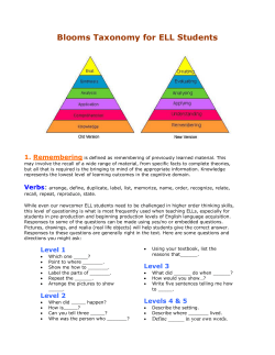 Blooms Taxonomy for ELL Students