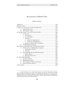 Rulemaking`s Missing Tier - The University of Alabama | School of Law