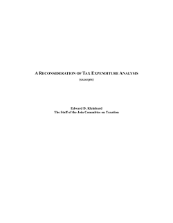 ARECONSIDERATION OF TAX EXPENDITURE ANALYSIS