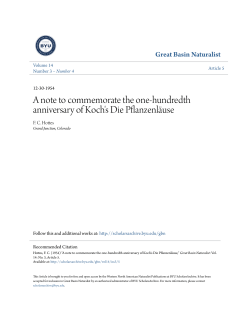 A note to commemorate the one-hundredth anniversary of Koch`s