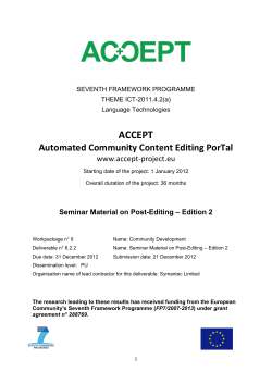 Seminar Material on Post-Editing
