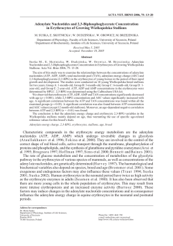 Adenylate Nucleotides and 2, 3-Biphosphoglycerate Concentration