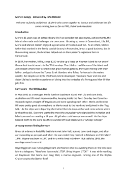 Merle`s Eulogy - delivered by John Holland