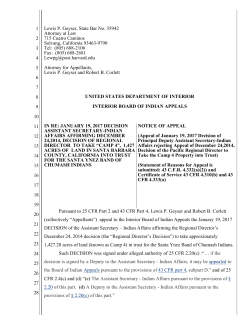 Notice of Appeal and Reasons of IBIA Decision by Mr. Geyser and