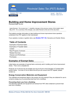 Bulletin PST 132, Building and Home Improvement Stores