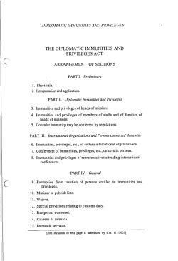 the diplomatic immunities and privileges act