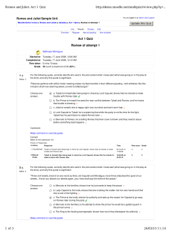 Act 1 Quiz Review of attempt 1 Romeo and Juliet