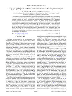 Large spin splitting in the conduction band of transition metal