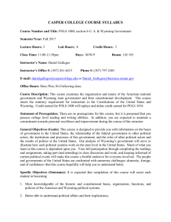 CASPER COLLEGE COURSE SYLLABUS