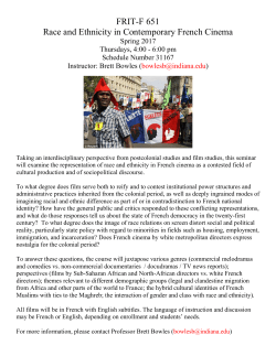 FRIT-F 651 Race and Ethnicity in Contemporary French Cinema