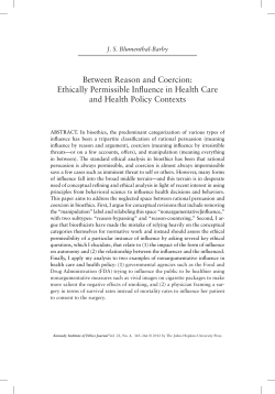 Between Reason and Coercion - Kennedy Institute of Ethics Journal