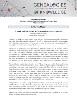Science and Translation as Culturally Embedded Practices
