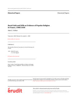 Rural Faith and Wills as Evidence of Popular Religion