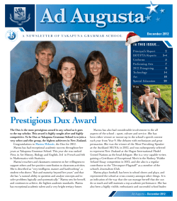 Prestigious Dux Award - Takapuna Grammar School