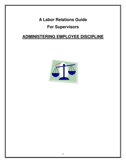 A Labor Relations Guide for Supervisors Administering Employee