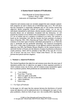 A Syntax-based Analysis of Predication
