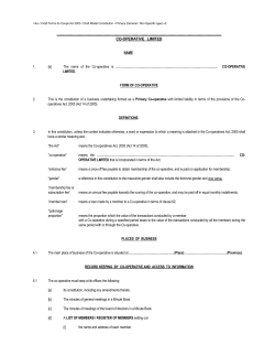 Model Constitution for Primary Non Specific Co-operatives
