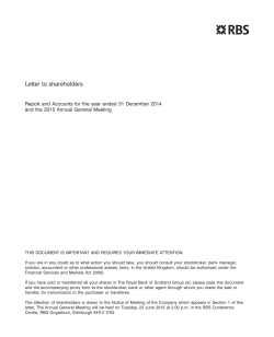 Letter to shareholders - RBS: Investor relations