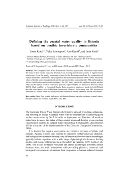 Defining the coastal water quality in Estonia based on benthic