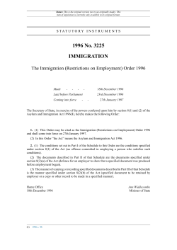 The Immigration (Restrictions on Employment) Order 1996