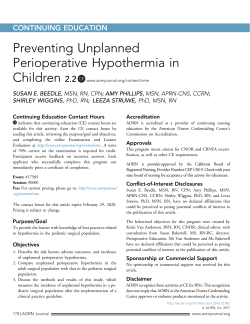Preventing Unplanned Perioperative Hypothermia in