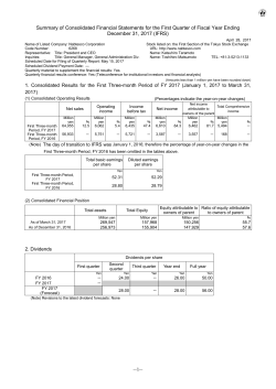 Summary of Consolidated Financial Statements for the First Quarter