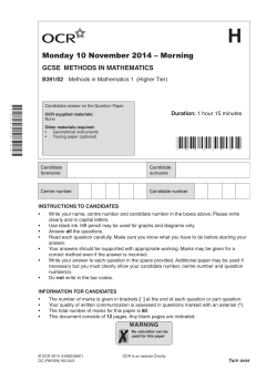 Unit B391/02 - Methods in mathematics 1