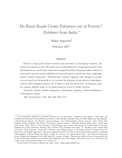 Do Rural Roads Create Pathways out of Poverty? Evidence